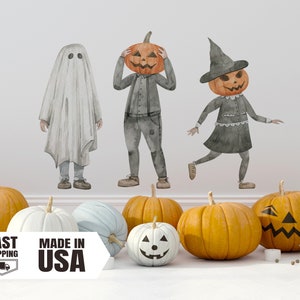 Watercolor Pumpkin Head Fabric Wall Decal, Ghost Vinyl Wall Decal