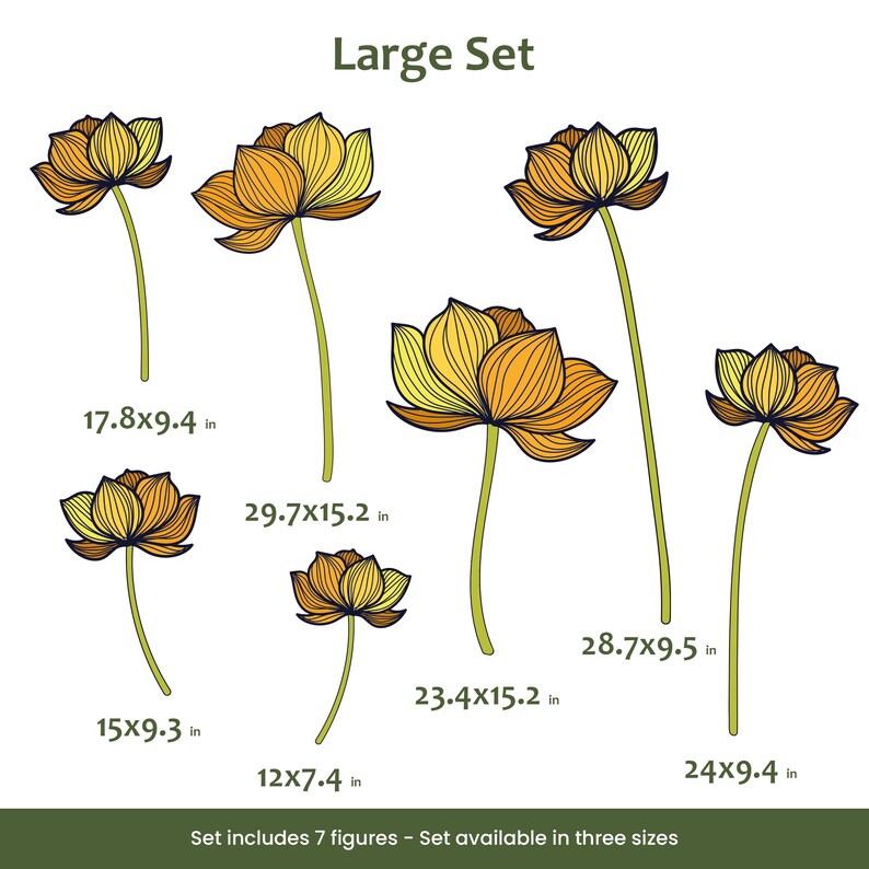 Lotus Wall Decal Set – Floral Vinyl Wall Art - Etsy