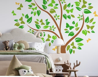 Butterfly Tree Fabric Wall Decals, Spring Nursery Decor