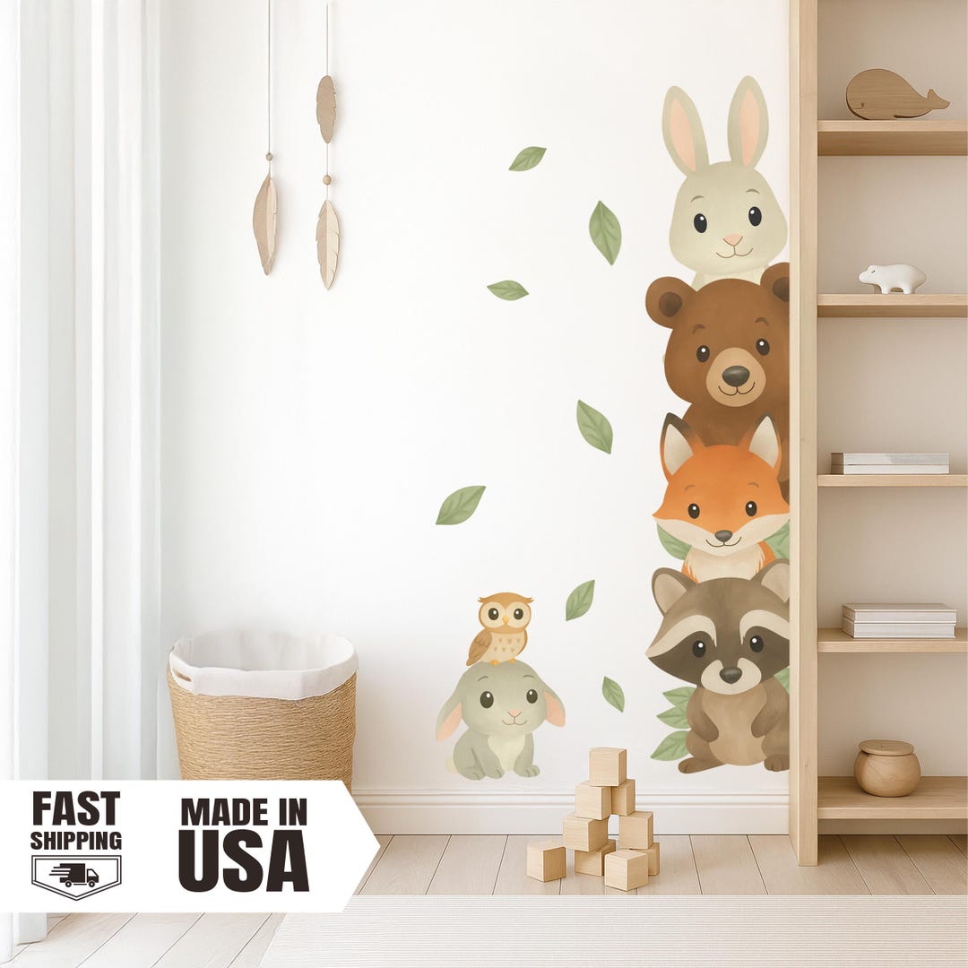 Woodland Animal Wall Decals: Peel & Stick Forest Nursery Decor - Etsy