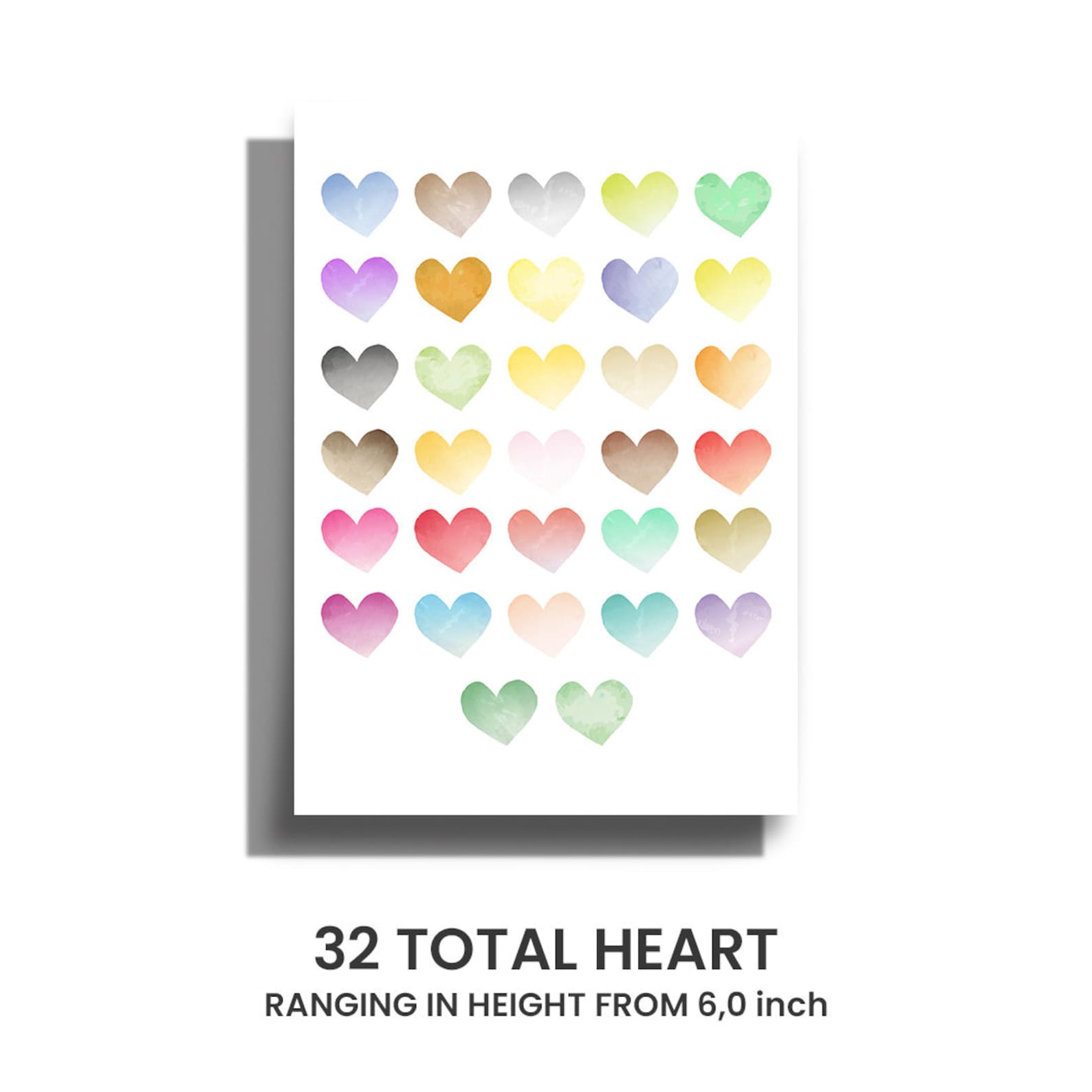 Rainbow Watercolor Hearts Fabric Wall Decal, Nursery Decor - Etsy