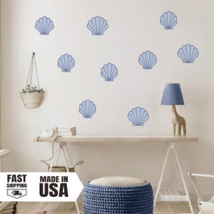 Watercolor Seashell Wall Decals: Coastal Nursery Decor, Polyester Wall Fabric