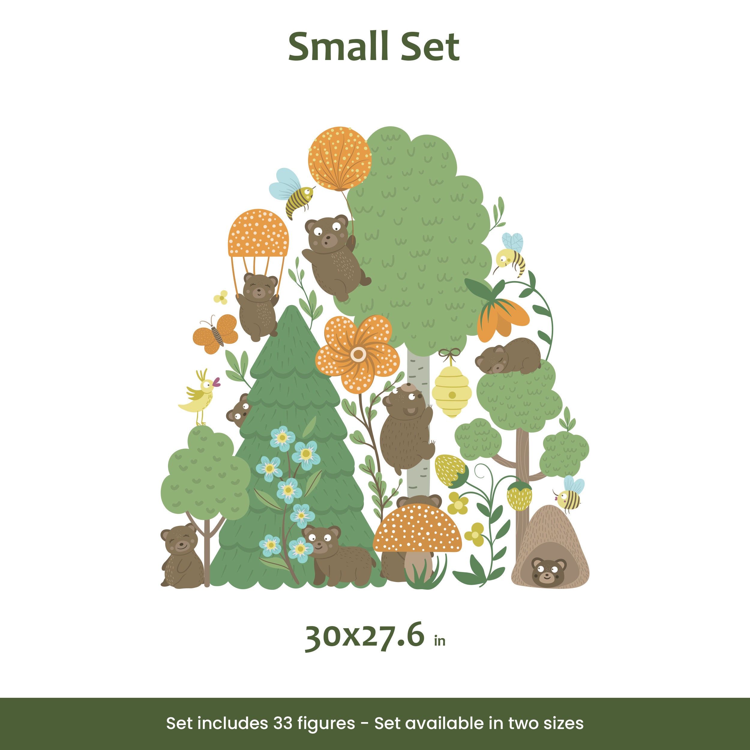 Woodland Animals With Forest Set Wall Decal, Fabric Wall Decal ...