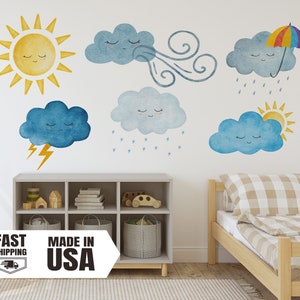 What Weather Like Today Set, Rainy Day Wall Decal, Sunny Day Wall Decal, Clouds Wall Decal, Fabric Wall Decal