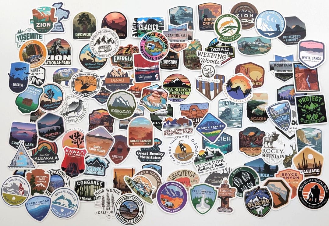National Parks Vinyl Sticker Pack, Waterproof Hiking, Camping Stickers ...