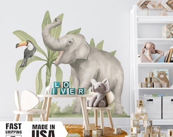 Watercolor Safari Animal Fabric Wall Decals, Set of 3