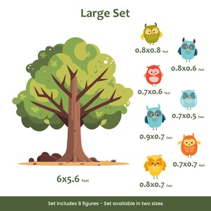Cartoon Style Tree with Owls Set image 5