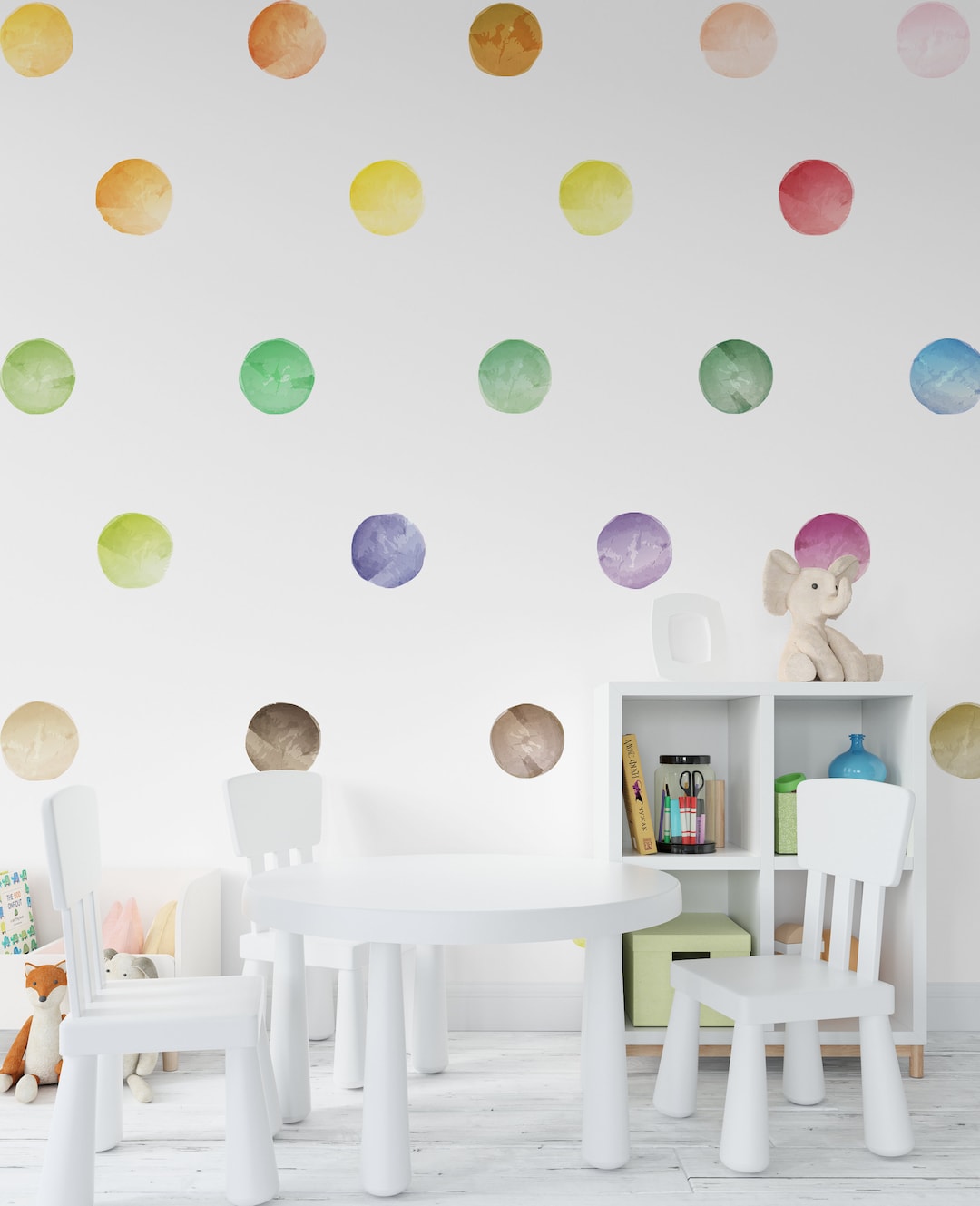 Rainbow Watercolor Dots Fabric Wall Decal, Nursery Decor - Etsy