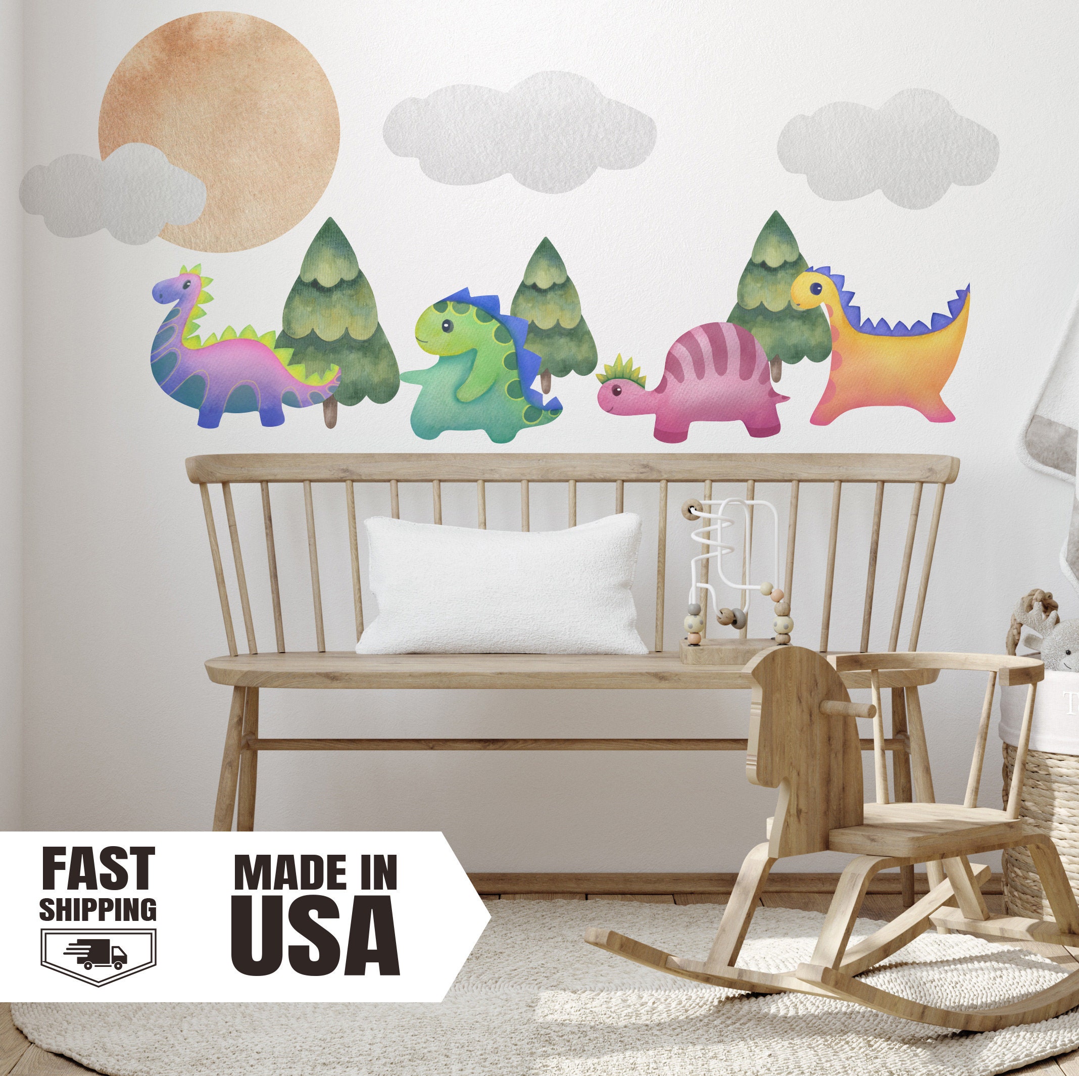 Watercolor Baby Dino Fabric Wall Decal, Nursery Decor - Etsy