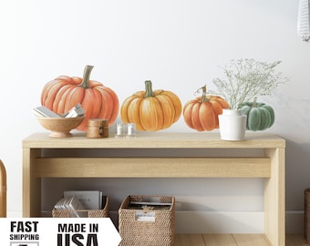 Watercolor Fabric Colored Pumpkins Decal Set