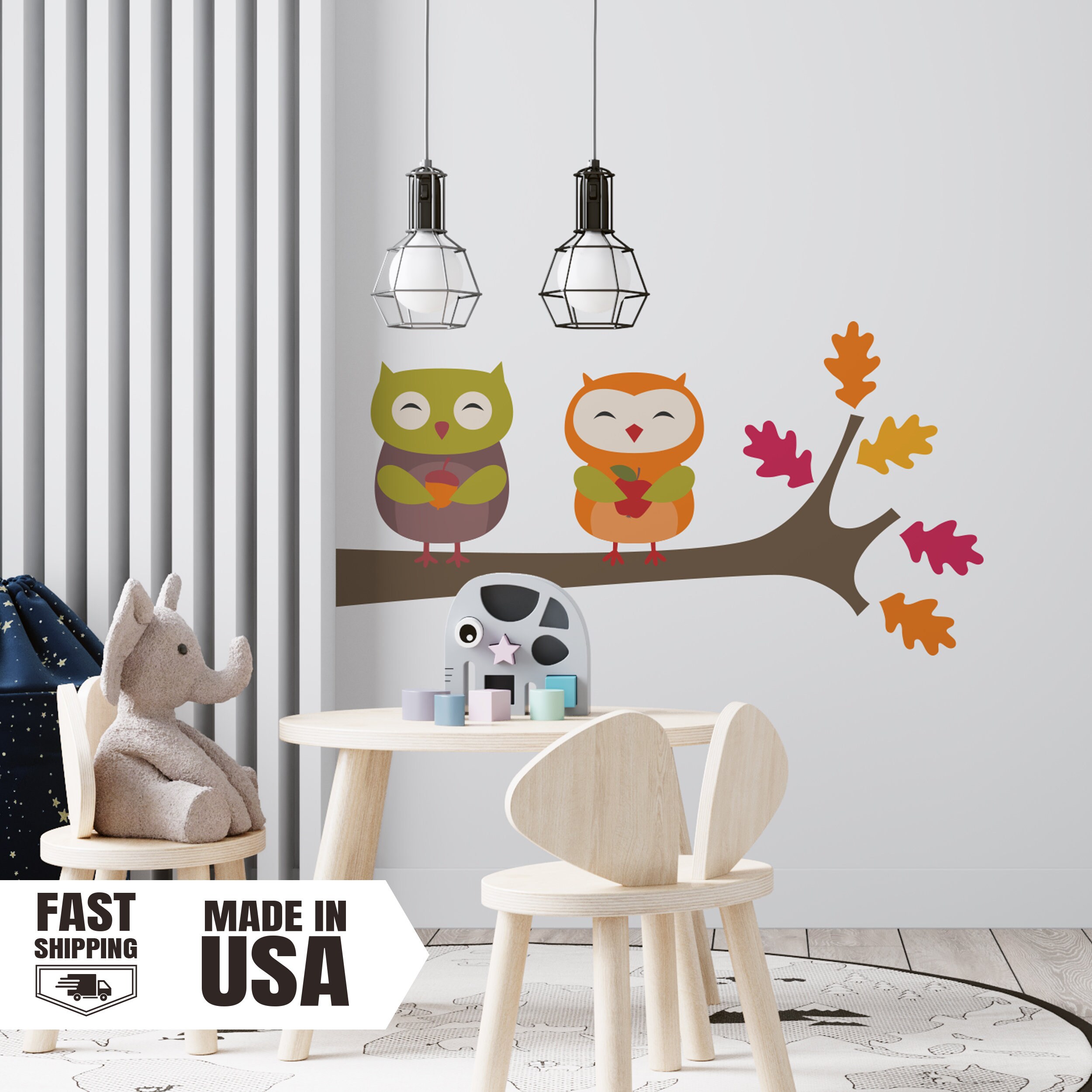 Owl Family Wall Decal, Watercolor Style - Etsy