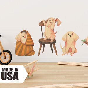 Watercolor Cute Dogs Family Set Wall Decal, Fabric Wall Decal