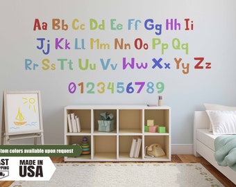 Colorful Alphabet Fabric Wall Decal Set With Numbers, Upper and Lowercase