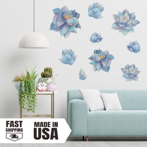 Blue Lotus Flower Wall Decal Set – Fabric or Vinyl - Etsy