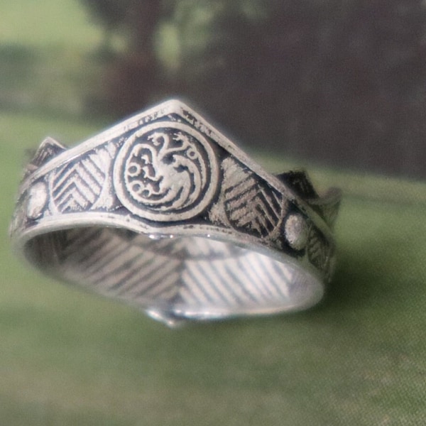 Sterling Silver Viserys Targaryen Crown Ring- Valyrian Crown Oxidized Ring- Targaryen Jewelry, Targaryen  HOTD Cosplay