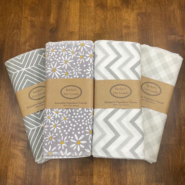 Reusable Paperless Cloth Towels, Eco Friendly Kitchen, Paper Towel Replacement, Zero Waste, Neutral, Daisies