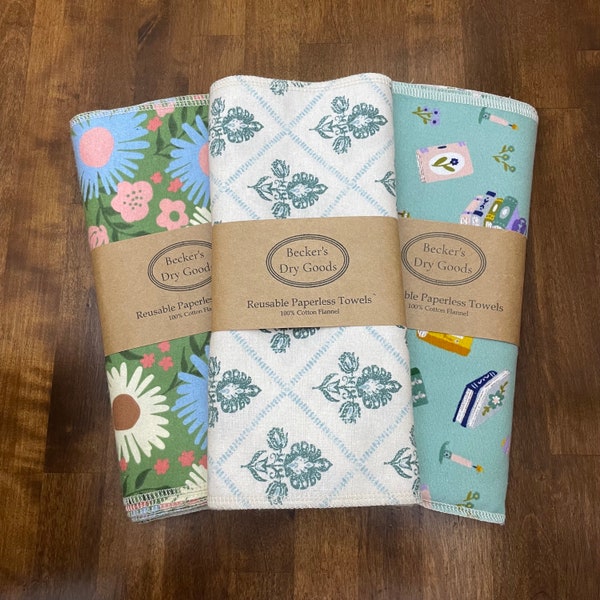 Paperless Reusable Cloth Towels, Eco Friendly Kitchen, Paper Towel Replacement, Books, Plants, Flowers, Zero Waste