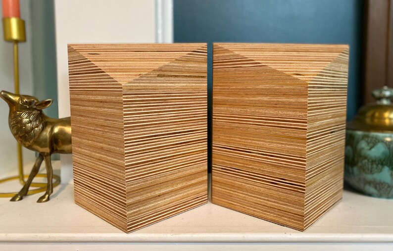 Wooden Bookends / Midcentury Modern Decor / Modern Bookend Etsy