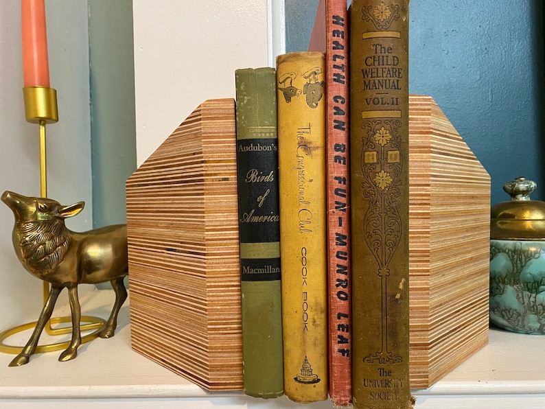 Wooden Bookends / Midcentury Modern Decor / Modern Bookend Etsy