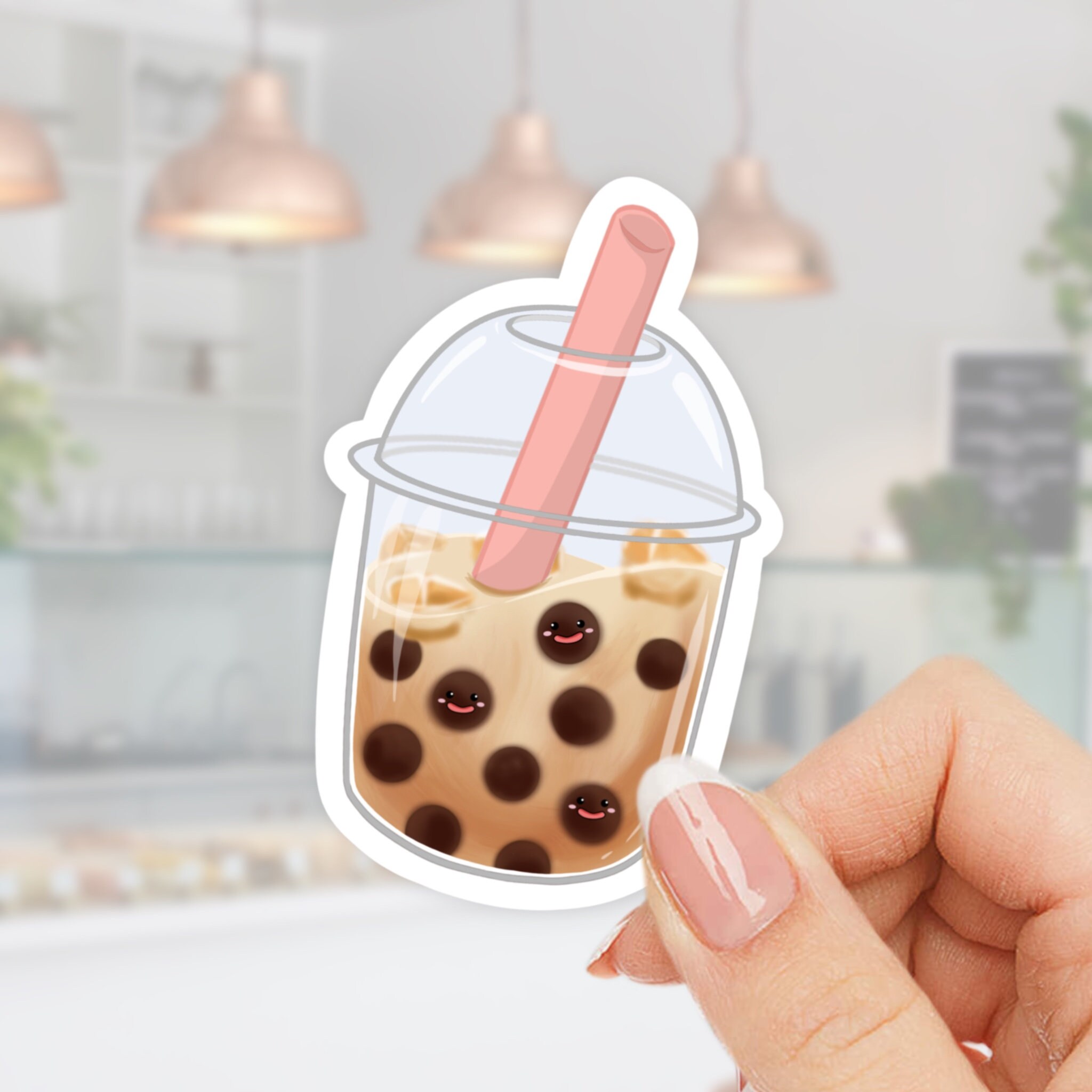 Brown Sugar Boba Sticker, Holographic Bubble Tea Sticker, Cute Laptop ...