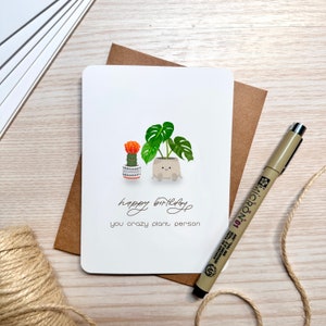 Carte d'anniversaire de plante mignonne, carte Kawaii pour amoureux des plantes, carte pour maman plante, carte pour papa plante, carte pour parent plante, carte d'anniversaire Punny