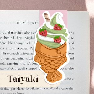 Cute Taiyaki Ice Cream Bookmark, Secret Santa Gift, Christmas Gift Idea, Journal Clip, Book Lover Gift, Taiyaki Lover, Planner Accessory