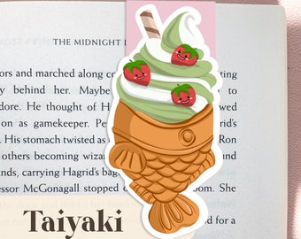 Cute Taiyaki Ice Cream Bookmark, Secret Santa Gift, Christmas Gift Idea, Journal Clip, Book Lover Gift, Taiyaki Lover, Planner Accessory