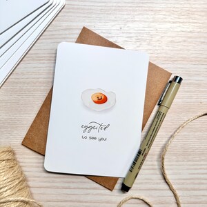 Linda tarjeta de felicitación de huevo, Emocionado de verte, Tarjeta de felicitación Punny, tarjeta para novia, tarjeta para novio, Extrañando tu tarjeta, Tarjeta divertida