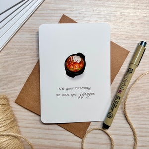 Minimalistische Geburtstagskarte, lustige Geburtstagskarte, Jjigae Grußkarte, Kawaii Karte, koreanisch inspirierte Karte, süße Karte für Freunde, Punny Karte