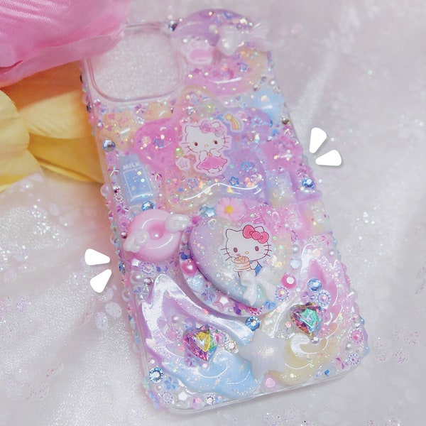 CUSTOM Rhinestone Decoden Phone Case | kawaii bedazzled character phone case | handmade iphone cases | (read description for details!<3)