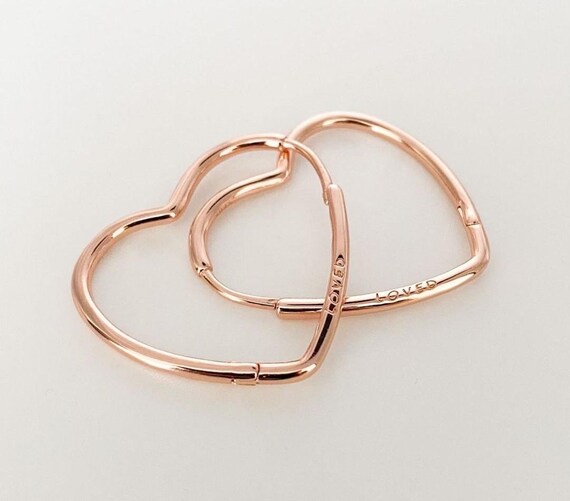 Rose gold online heart hoop earrings