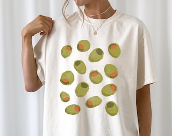 Olive Lover Shirt, Best Friend Gift, Martini Olives Comfort Colors Shirt, Women's Retro Shirt, Green Kawaii Shirt