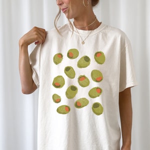 Olive Lover Shirt, Best Friend Gift, Martini Olives Comfort Colors Shirt, Women&#39;s Retro Shirt, Green Kawaii Shirt