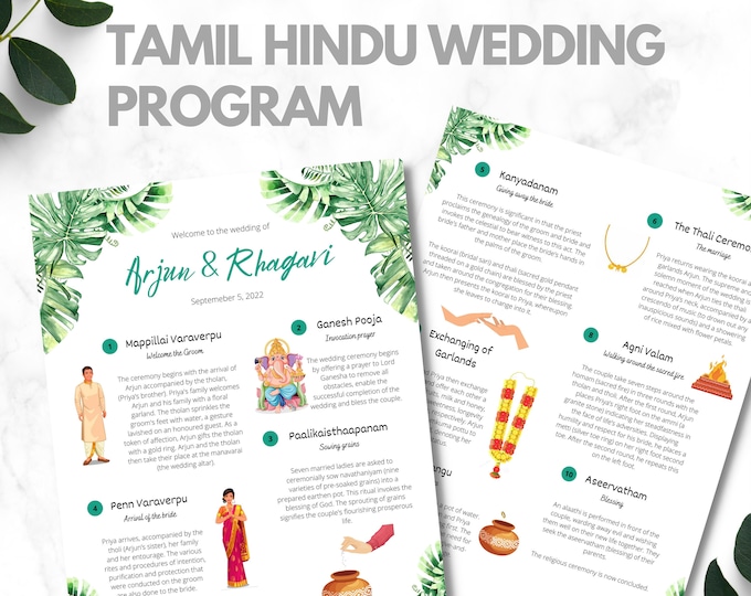 Tamil Hindu Wedding Ceremony Program South Indian Wedding Ceremony