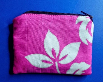 Pink credit card holder - Floral mini wallet with flowers - handmade purse, bag for women, unisex wallet, coinbag made with cotton