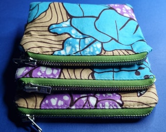 Mini cartera / monedero de algodón / titular de la tarjeta de crédito de algodón hecho a mano / mini bolsa monedero pequeño / hecho a mano / floral / flores / shapies