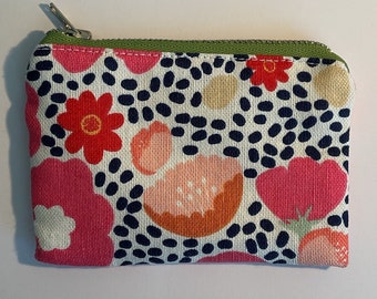 Handmade card holder - Floral Mini Wallet with Polka Dot - cute wallets - flowers with seeds - small purse, bag for women, gifts for mom