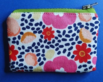 Handmade card holder - Floral Mini Wallet with Polka Dot - cute wallets - flowers with seeds - small purse, bag for women, gifts for mom