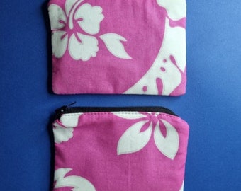 Pink credit card holder - Floral mini wallet with flowers - made with cotton - handmade by Shapies