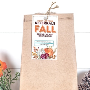 Editable Fall referral Tags, Treat Gift Tag, Happy Fall gift Tag, Editable Fall Referral Gift Tag, marketing gift tag, real estate tags