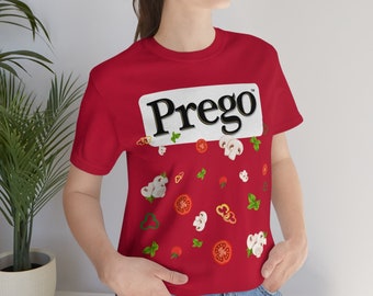 Pregnant Halloween Costumes, Prego Top costume, Halloween maternity, pasta sauce costume, funny prego costume, pregnancy announce tshirt