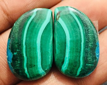 Natural Malachite Stone Gemstone, Matched Malachite Pair, Malachite Pair Gemstone, Malachite Pair For Earring jewelry Making Gemstone  52cts