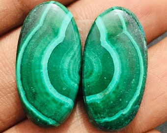 Natural Malachite Stone Gemstone, Matched Malachite Pair, Malachite Pair Gemstone, Malachite Pair For Earring jewelry Making Gemstone  46cts
