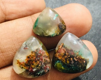 Natural Copper Chrysocolla Gemstone Cabochons, Chalcedony 40cts
