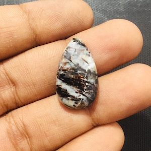 Incredible Top Grade Quality 100% Natural Astrophyllite Gemstone Pear Shape Cabochon Loose Gemstone For Making Jewelry 15cts