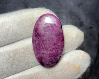 Ruby Zoisite Cabochon | Hand Polished Gemstone, Jewelry Making (34x20x5mm, 43ct)