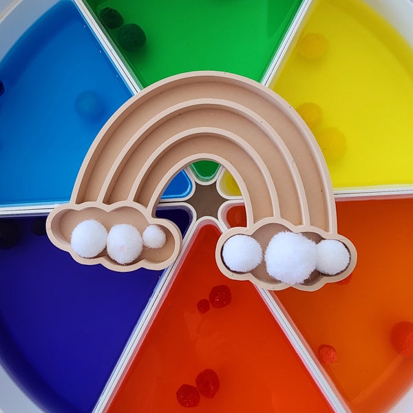 Vibrant Rainbow EcoTray - 3D Printed Tray for Kids, Eco-Friendly, Colorful Sensory Exploration, Sustainable Design