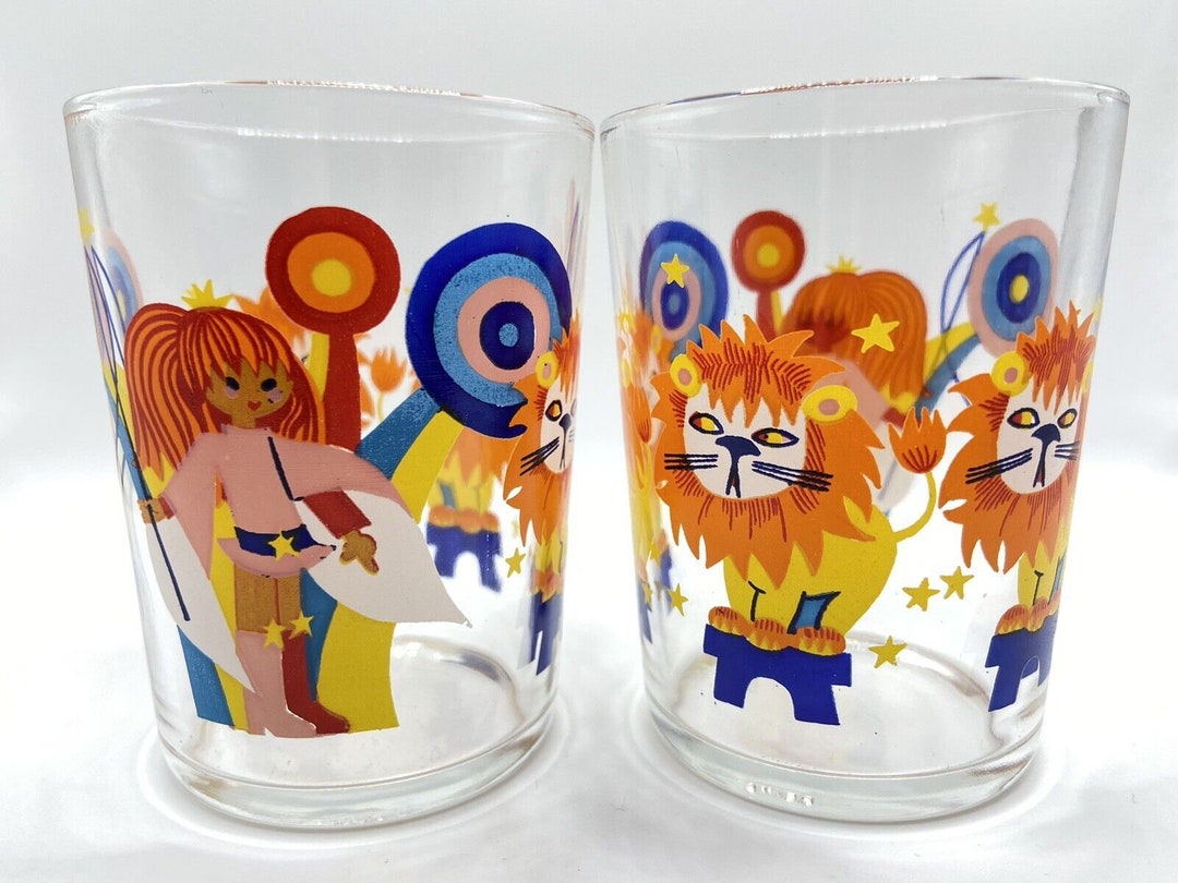 Vintage Retro Glasses/tumblers Circus VMC Reims Made in France X 6 Etsy