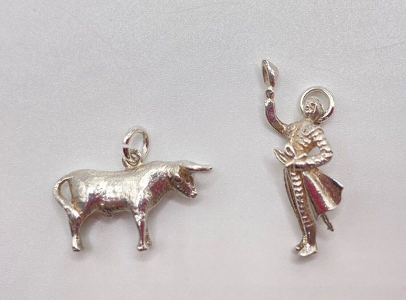Sterling Silver Spanish Matador Charm and Bull Ch… - image 2