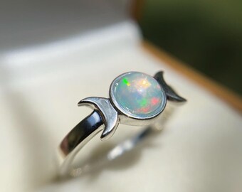 Handmade 925 Sterling Silver Ethiopian Opal Ring - 6mm Round Birthstone
